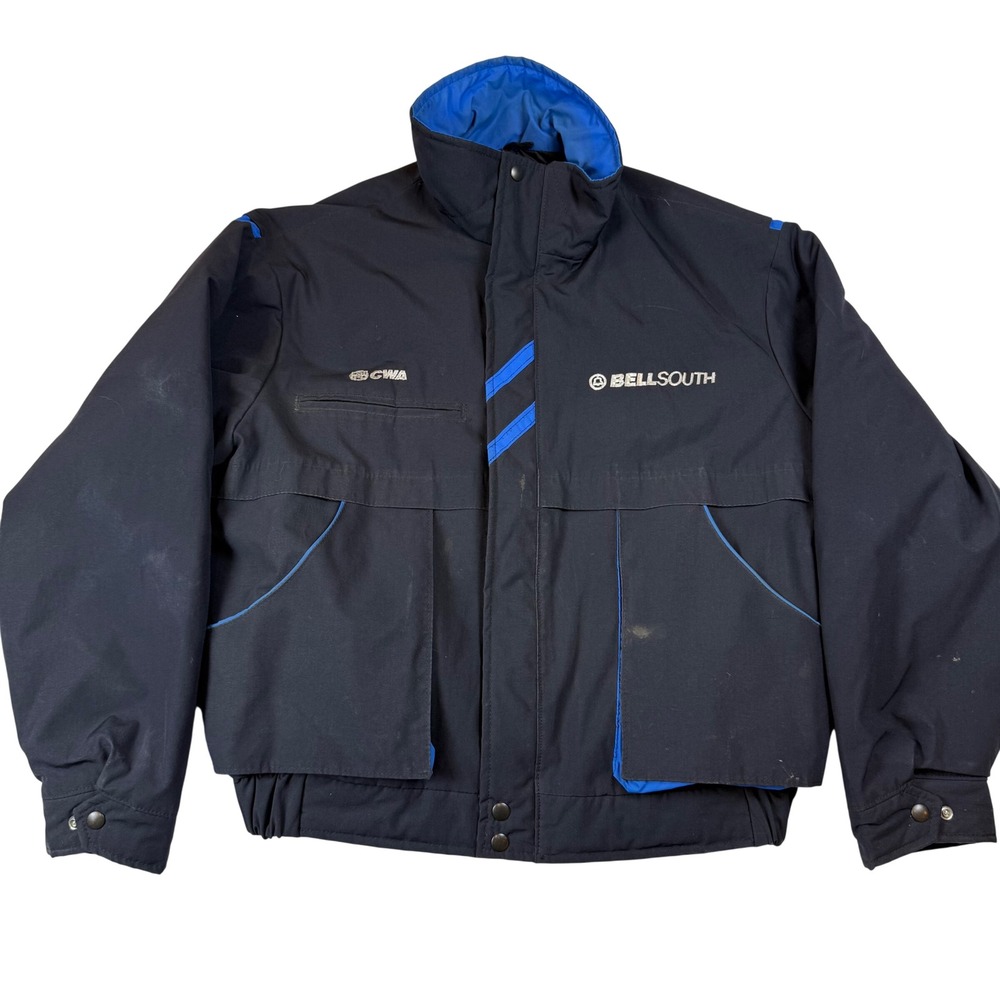 Vintage BellSouth R&R Uniforms Work Jacket XL Blue Black CWA Quilted Lined USA